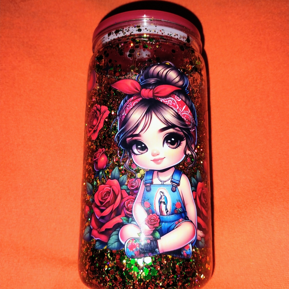 Glittery Red and Green Coffee Jar